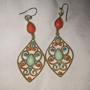Turquoise and orange earrings